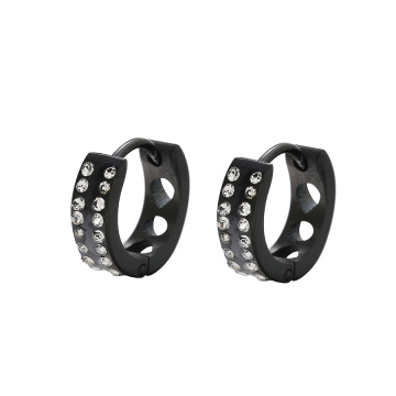 E-355 Xuping couleur noire des armes à feu Bijoux de mode strass Hoop Boucles d&#39;oreilles pour les femmes